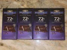 Ghirardelli Intense Dark 72% cacao Intense Dark Bar, 3.5 Oz Bar 4 Pk EXP 5/31/25