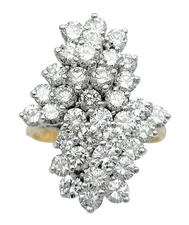 Stacked Round Diamond Vertical Cluster Style Cocktail Ring in 14 Karat Gold