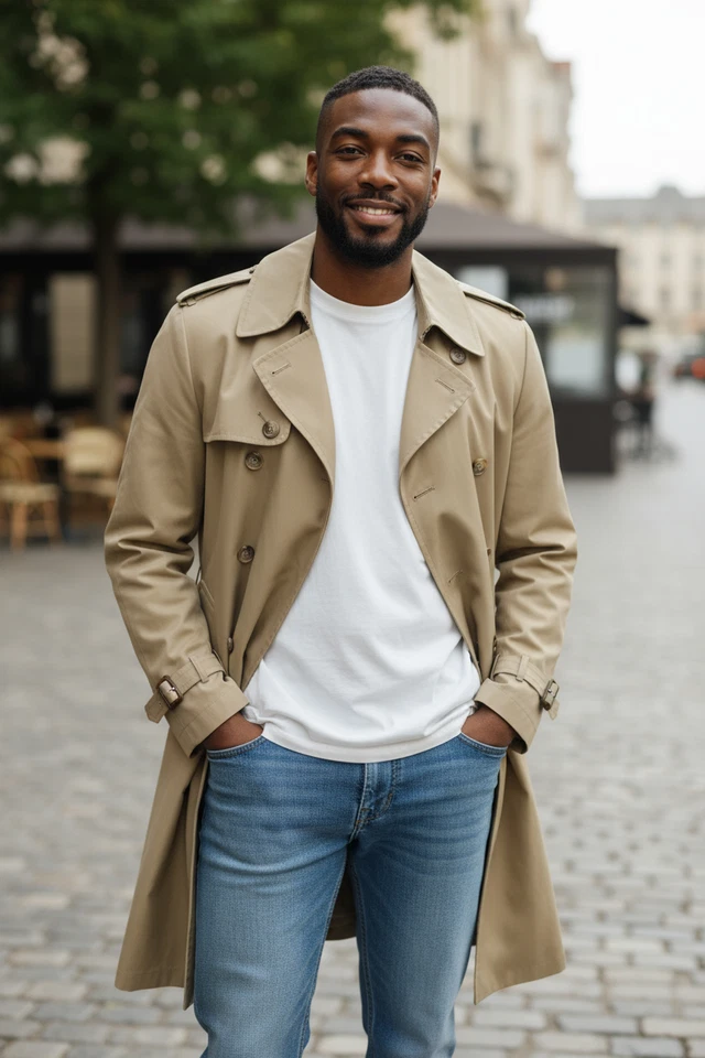 Vintage Y2K London Fog Sz 44 Classic Tan Double Breasted Trenchcoat Belted Lined - Image 2 of 4