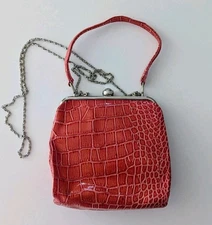 Olga Berg Clutch Small Apricot Faux Snake Skin Bag