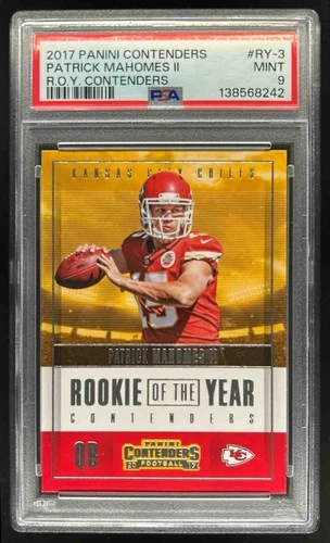 2017 Contenders Patrick Mahomes II Rookie of the Year RC #RY-3 Chiefs PSA 9
