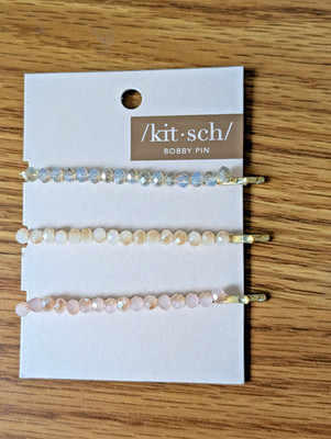New Kitsch Bobby Pins Rhinestone Iridescent ab faceted 3 Pack Fancy Hair Pins