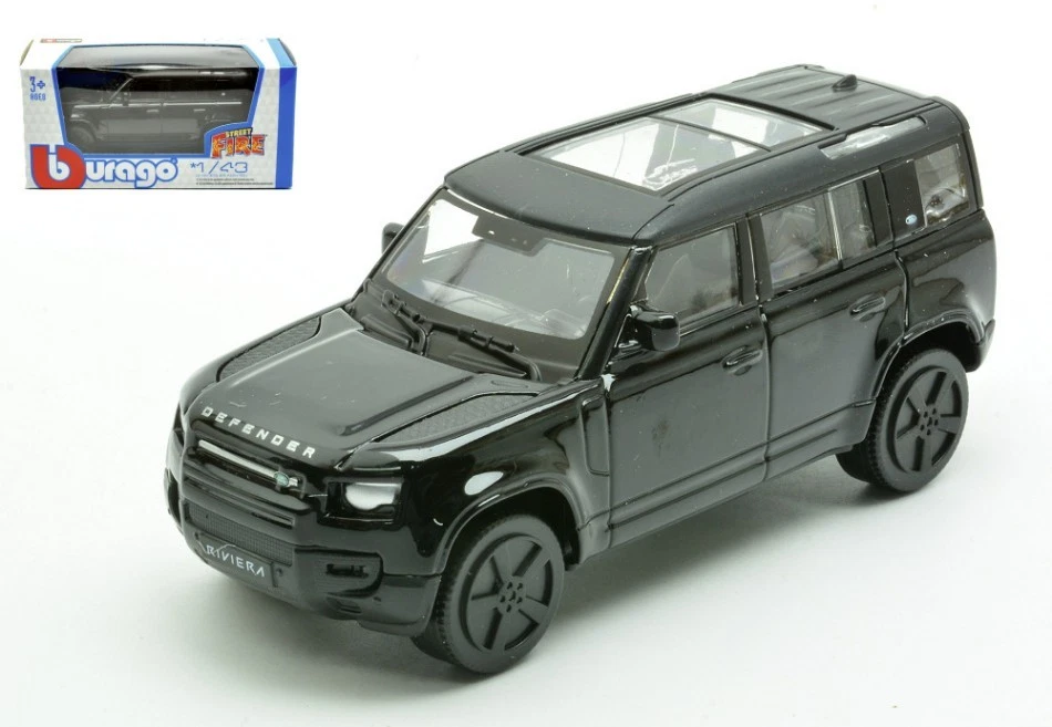 MODELLINO AUTO STATICO BURAGO LAND ROVER DEFENDER 110 NERO MODELLISMO SCALA 1:43 - Immagine 3 di 4