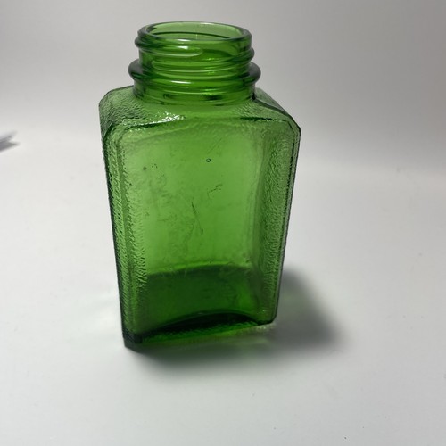 Botella de vidrio verde vintage Owens Illinois textura de guijarro 2-3/8" x 4-3/8" de alto - Imagen 3 de 5