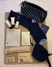 NEW 2025 United Polaris Brooks Brothers 3 Amenity Kits Blue Stripe SEALED Bag