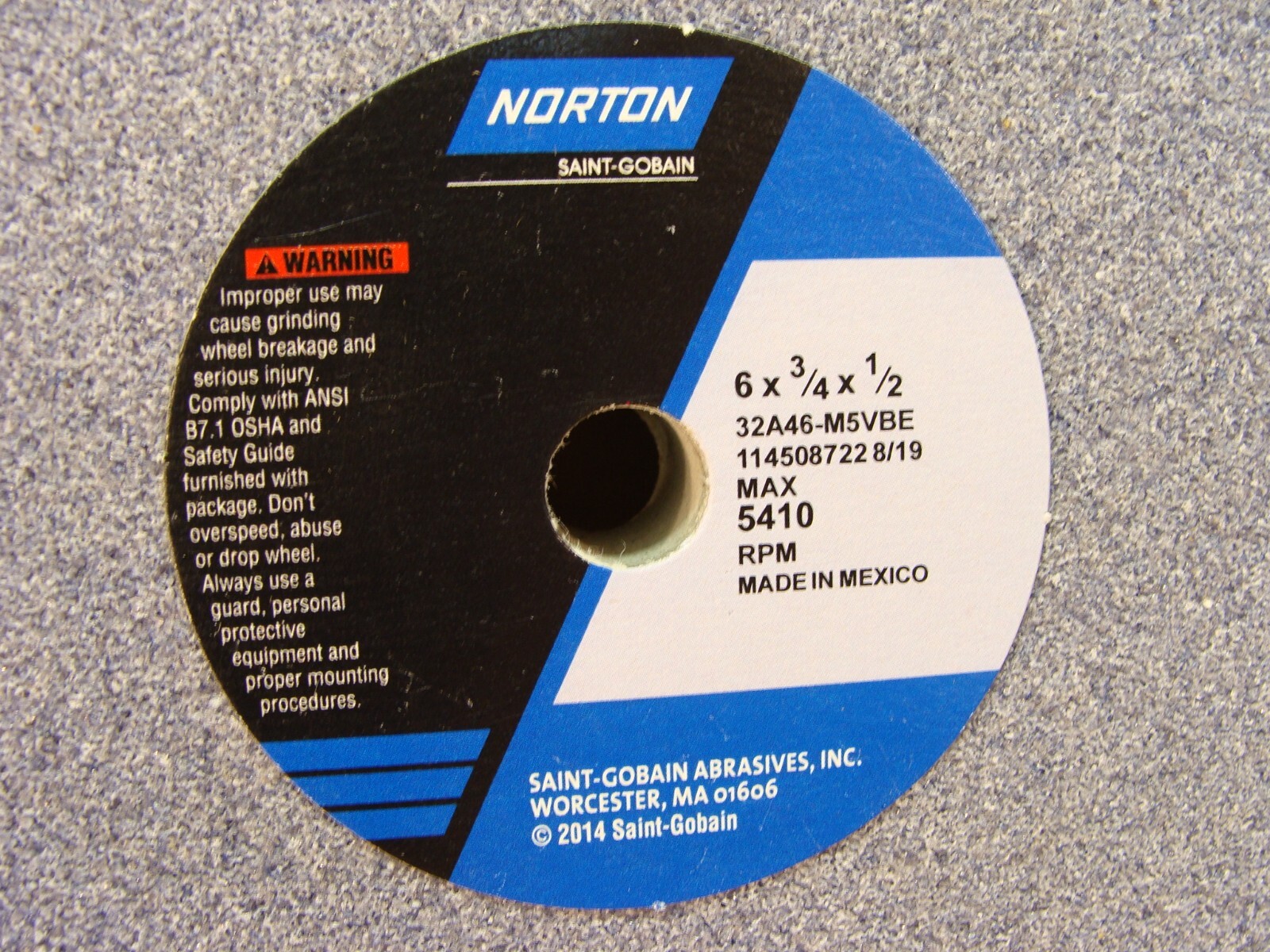 NEW Norton 6 x 3/4 x 1/2 tool room grinding wheel 32A 32A46M5VBE eBay