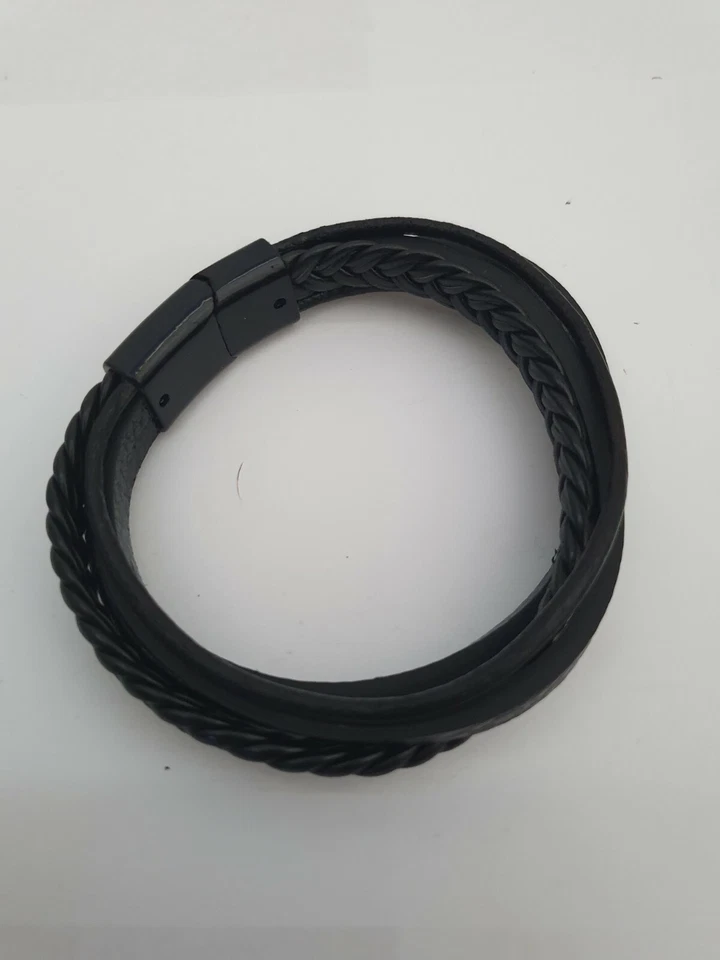 Mens Bracelet Classic Black Tubular Double - Image 2 of 4