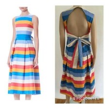 CAROLINA HERRERA OPEN BACK STRIPED DRESS SZ 14 STUNNING MSRP $2590