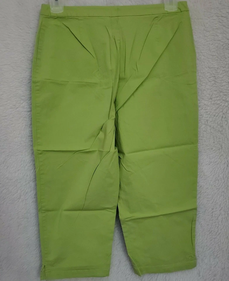 Pantalones capri Versailles para mujer talla 12 Petite 12P verde Foto 4 de 4