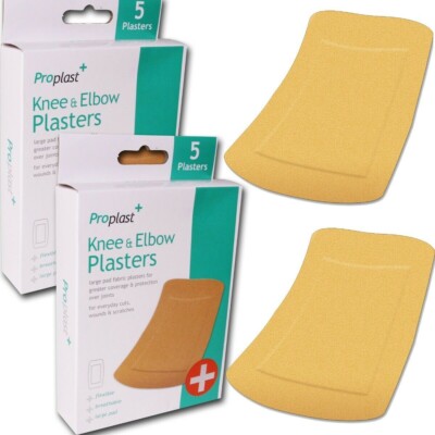 10x große KNIE-/ELLENBOGENPFLASTER Gewebe Antihaft Wundverband/Pflaster 50mm x 100mm