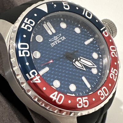 Invicta Men's 50mm Pro Diver Blue Carbon Fiber Dial Silicone Strap Watch 35658