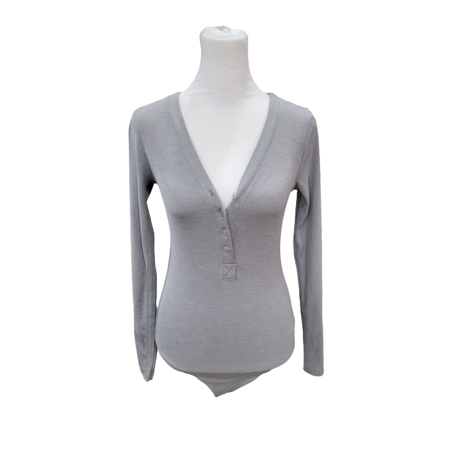 Nike Women's Dri Fit Yoga Luxe Infinalon Bodysuit Size XS Grey Open Back Thong