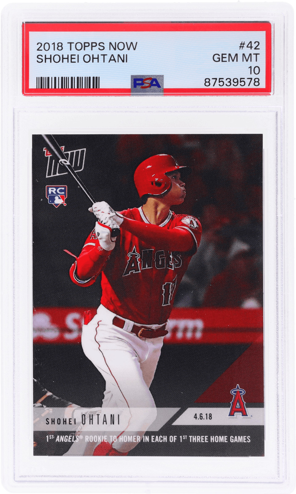 2018 Topps Now Shohei Ohtani #42 /4654 PSA 10 Rookie RC