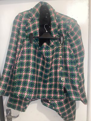 RIVER ISLAND BOUCLE BLAZER SKIRT SIZE 16 MATCHING CO ORD SET PINK  GREEN UK