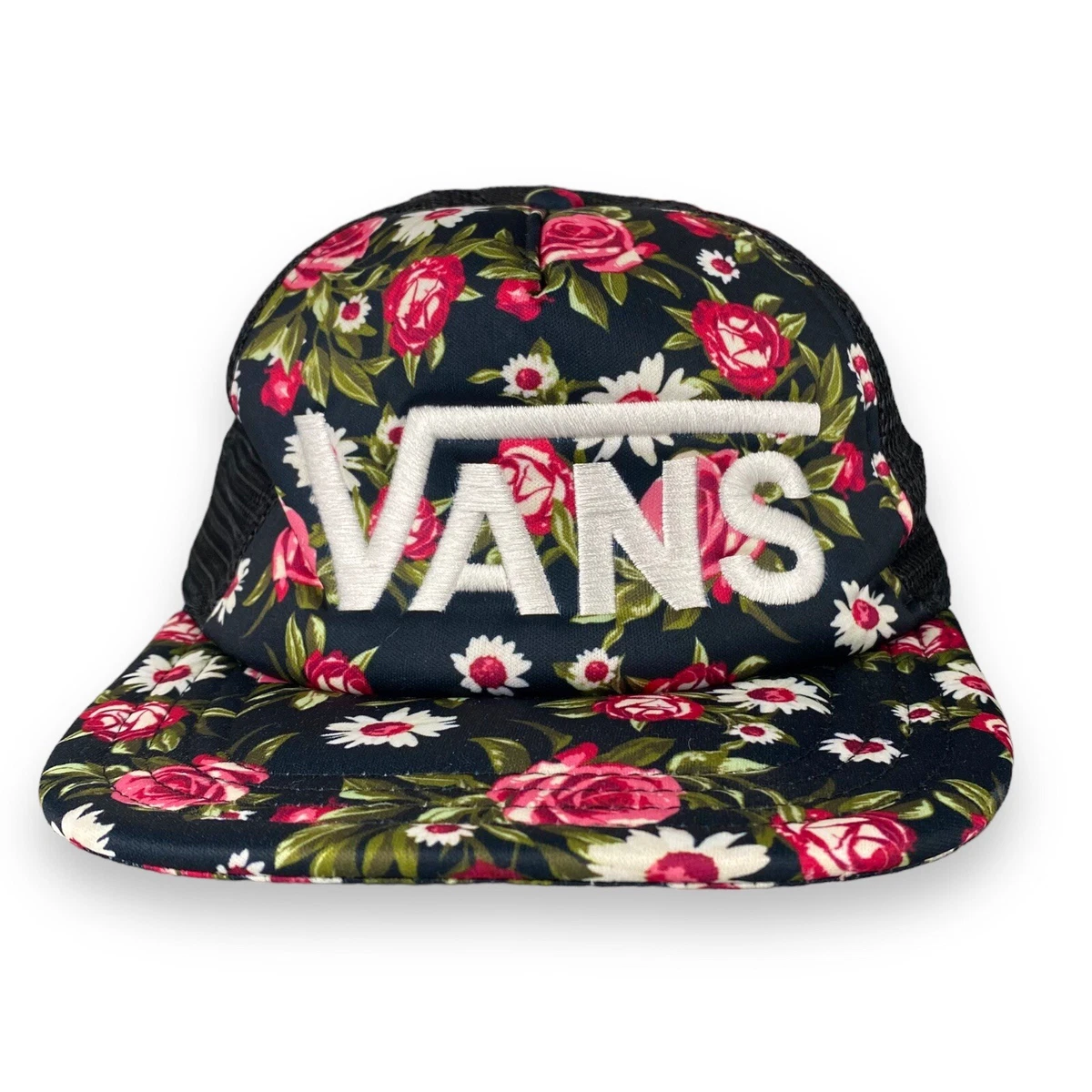 Vans Hat Cap Snapback Womens Red Rose Floral Adjustable Skate Skater BMX