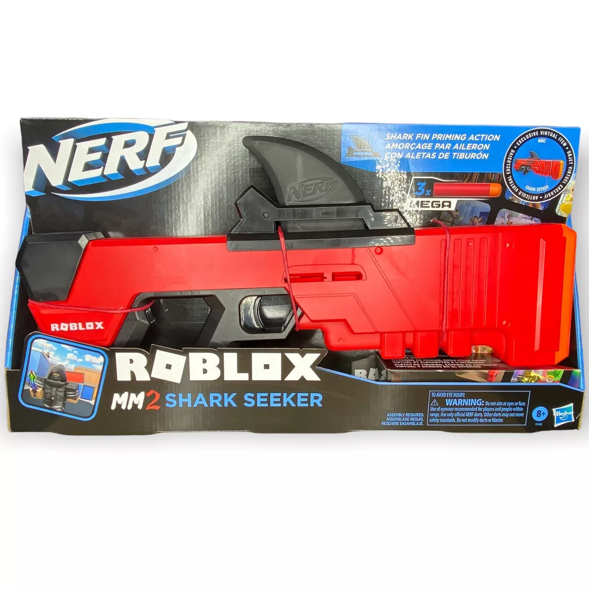 Nerf Roblox MM2 Shark Seeker Gun Exclusive Virtual Item Included  195166124346