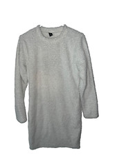 Shein Curve white fluffy dress size 0XL long sleeve round neckline