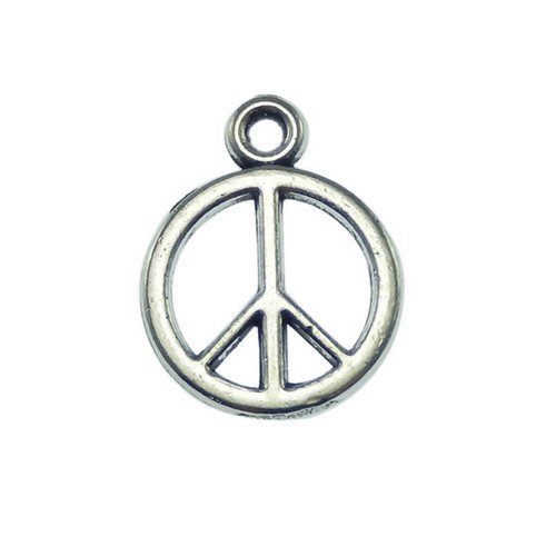 50pc Retro Silver Alloy Peace Symbol Charm Round Pendant Dangle Jewelry DIY 14mm - Picture 4 of 5