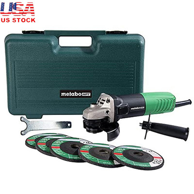 4-1/2 Inch Angle Grinder 6.2 Amp W/ 5 Grinding Wheels Hard Case Lightweight New