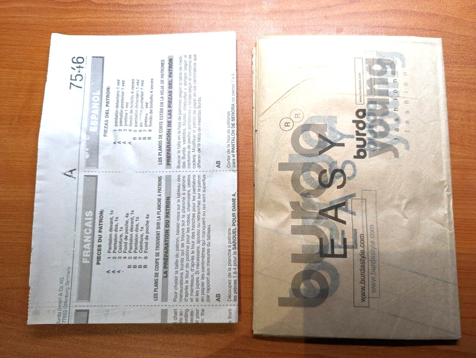 BURDA Young 7546 Sizes US XS-XL Unisex Loose Fitting Pants Uncut - Image 3 of 3