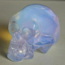 40mm Hand carved gemstone crystal white opalite skull figurine home decor