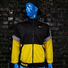 Nike Rare Vintage Jacket With Zipped and Pockets Black Yellow Big Logo Mens S