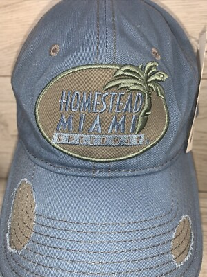 #ad Homestead Miami Speedway Hat NASCAR Racing Cap Adjustable Distressed ISC NEW $10.99