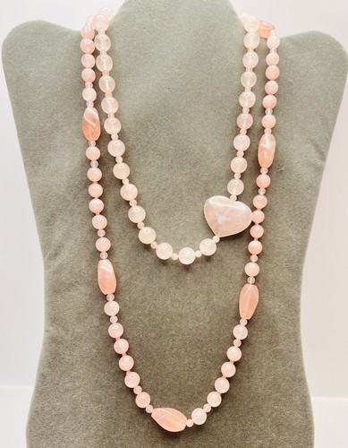 VTG Necklace Rose Quartz Lot of Pieces Heart Feminine Spring Layering Romantic