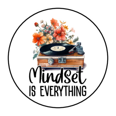 30 MINDSET IS EVERYTHING ENVELOPE SEALS STICKERS LABELS TAGS 1.5'' ROUND FLORAL