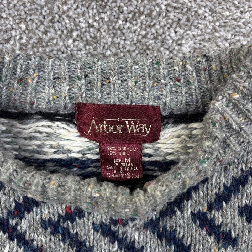 Suéter De Colección Arbor Way Para Hombres M Mezcla de Lana Isla Justa Geométrico Rayas Moteado Foto 4 de 4