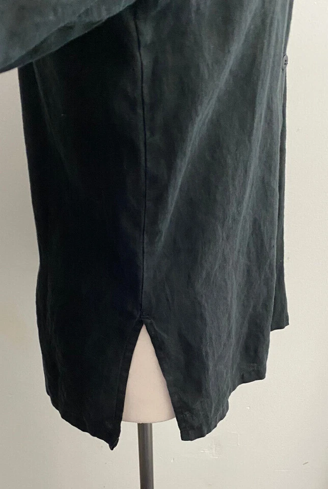 Top Jams World Negro Lino Botón Delantero Manga 3/4 Talla Grande Foto 4 de 4