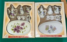 2 DIFFERENT PORCELAIN FLORAL PARTY TEA SET FOR CHILDS MINIATURE BY GREENBRIER