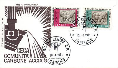 Italienische Republik 1971 FDC Filagrano Ventennale della C.E.C.A.