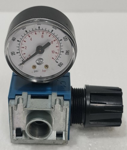 REXROTH MNR: 5351400200 / 5351403200 PRESSURE REGULATOR w/ Pressure GAUGE 12 bar - Picture 7 of 7