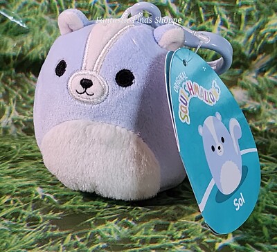 Squishmallows Sol the Light Blue Skunk Clip-On 3'' NWT Keychain