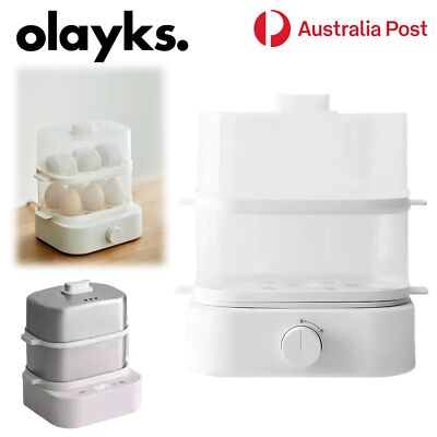 Olayks Electric Soft Hard Egg Boiler Cooker Poacher Stainless Steel Steamer AU