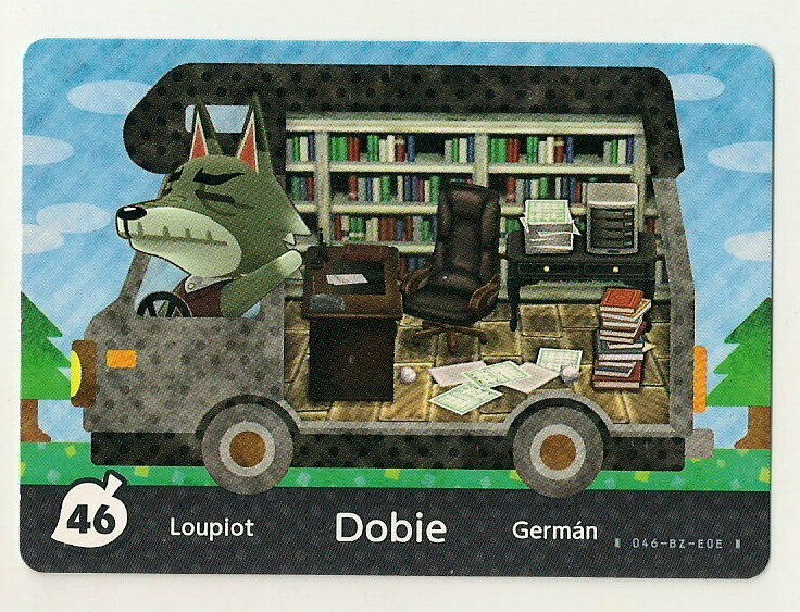 Animal Crossing amiibo Card Dobie 46 Welcome Series Wolf RV