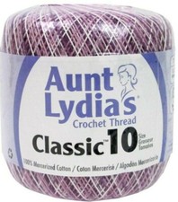 Aunt Lydia  0026-Shaded Purples - Crochet Thread - Classic Size 10 - 300 yd