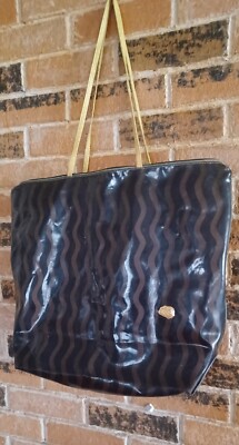 Vintage Carlos Falchi Shiny Black/Brown Extra Large Tote