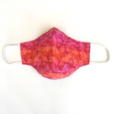 Handmade Adult Face Mask Pink Orange print nose wire Chin piece lined cotton
