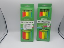Lot Of 2 Ticonderoga Neon 2 HB Pencils Sharpened 10 Pencils Each Pack NEW