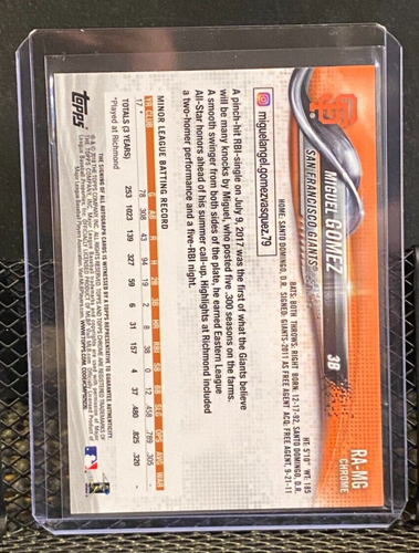 Miguel Gomez 2018 Topps Chrome Rookie Auto (RC) - Giants - Picture 2 of 2