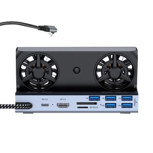 For Steam Deck Docking Station With Cooling Fan 10 in 1 HDMI 2.0 4k@60hz Gigabit
