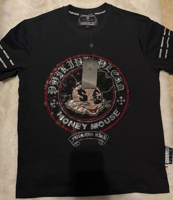 Philipp Plein Platinum Cut Money Mouse Black Men's Short Sleeve T Shirt Size M