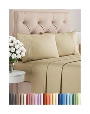 Queen Size 4 Piece Sheet Set - Comfy Breathable & Cooling Bed Sheets Set - Ho...