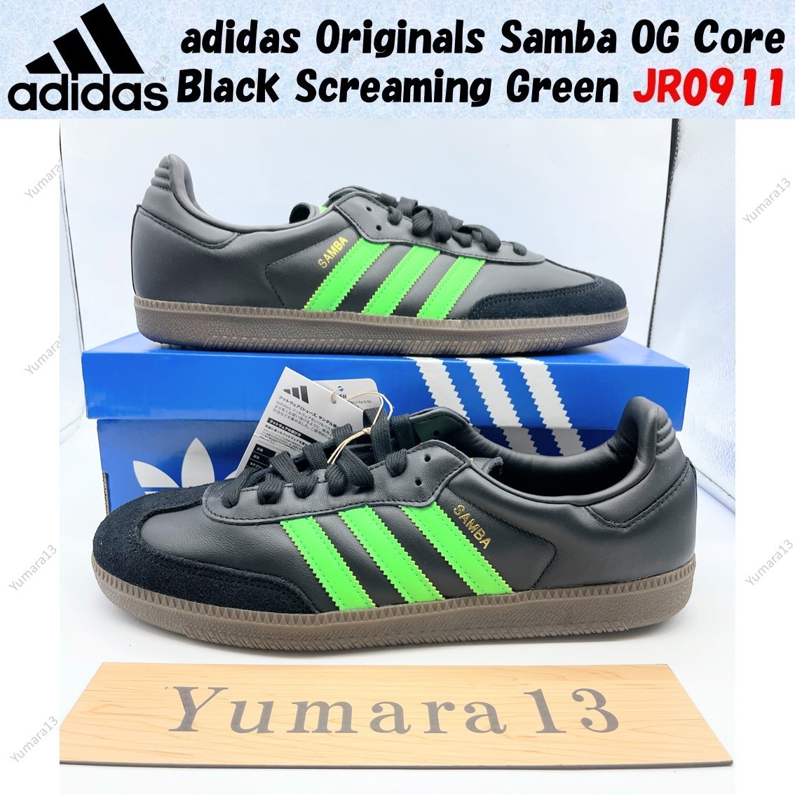 Adidas Originals Samba OG Core Negro Screaming Green JR0911 Hombres Talla