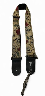 Perri s Leathers Guitar Strap Skull & Roses Jacquard Leather Ends Canada
