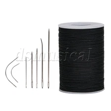 Black Wax Polyester Twisted Cord Leather Sewing String Round Thread Line 0.5mm