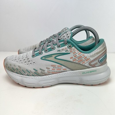 Brooks Glycerin 20 Women's Running Shoes Sz 7 D WIDE Oyster Latigo Bay Coral