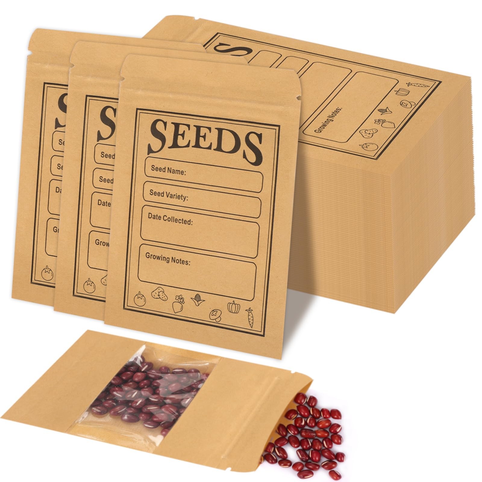 100pcs Seed Saving Envelopes with Clear Window, 4.72x3.15 inch, Classic-01